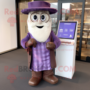 Lavender Chocolate Bars mascot costume character dressed with a Maxi Dress and Pocket squares