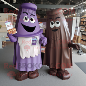 Lavender Chocolate Bars mascot costume character dressed with a Maxi Dress and Pocket squares