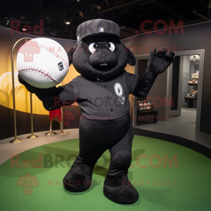 Black Human Cannon Ball mascot costume character dressed with a Baseball Tee and Hats