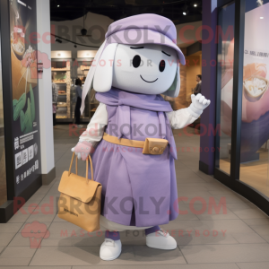 Lavender Ramen mascot costume character dressed with a Culottes and Wallets