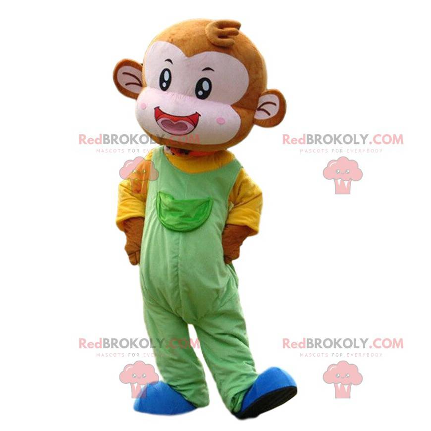 Mascotte de singe géant et coloré, costume de petit singe -