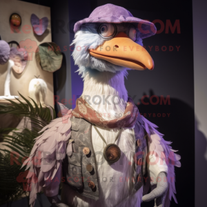 Lavender Dodo Bird mascot costume character dressed with a Waistcoat and Necklaces