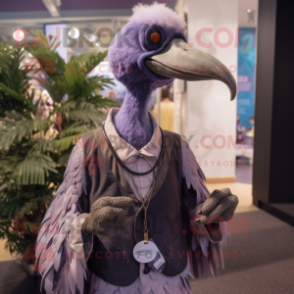 Lavender Dodo Bird mascot costume character dressed with a Waistcoat and Necklaces