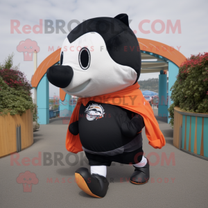 Rust Killer Whale mascot costume character dressed with a Shorts and Scarves