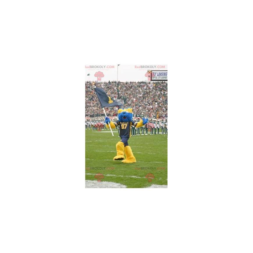 Mascotte orso blu e giallo tutto peloso - Redbrokoly.com Mascotte orso blu e giallo tutto peloso - Redbrokoly.com
