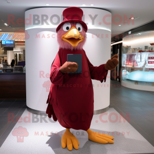 Maroon Hens mascot costume character dressed with a Sheath Dress and Caps