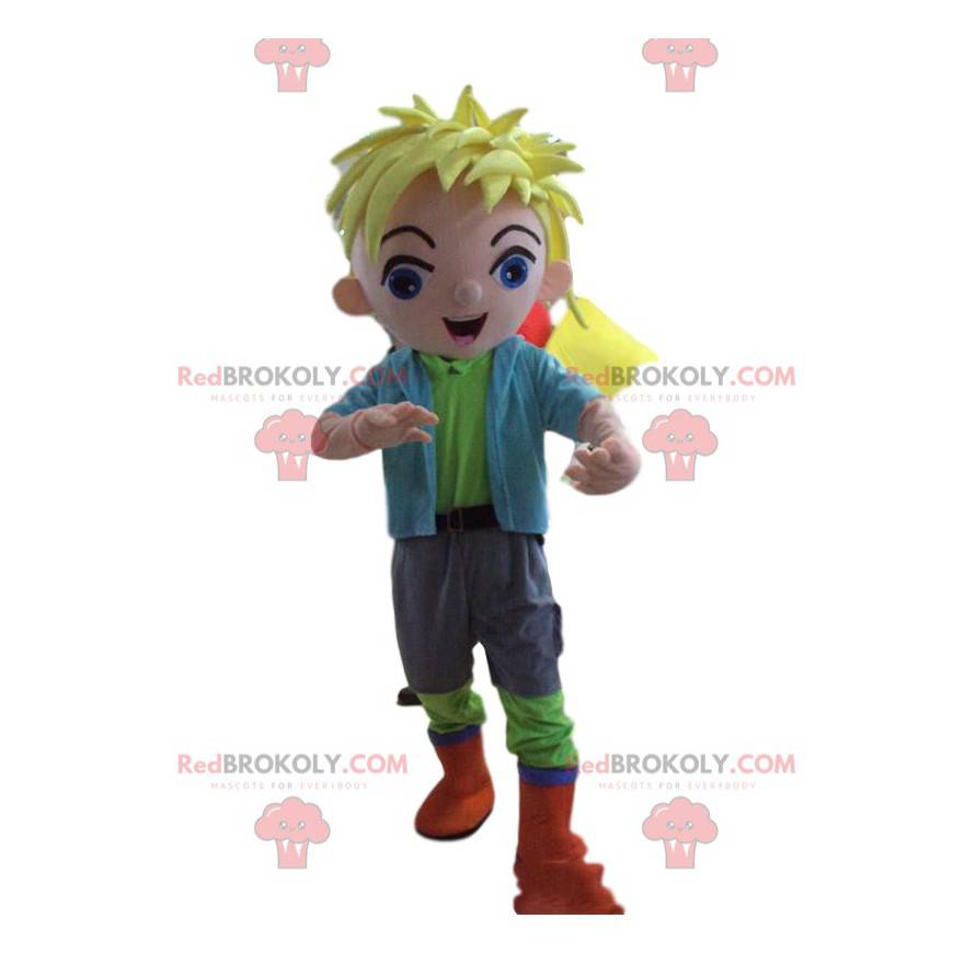 Blond boy mascot, young man costume - Redbrokoly.com