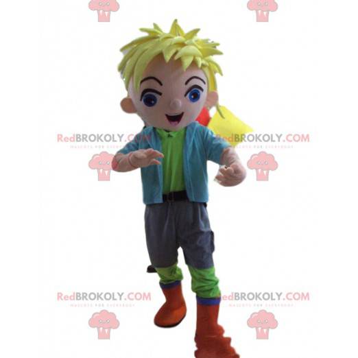 Blond boy mascot, young man costume - Redbrokoly.com