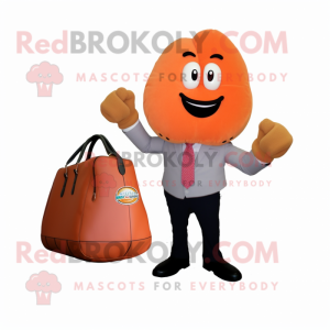 Peach Boxing Glove mascot costume character dressed with a Blazer and Tote bags