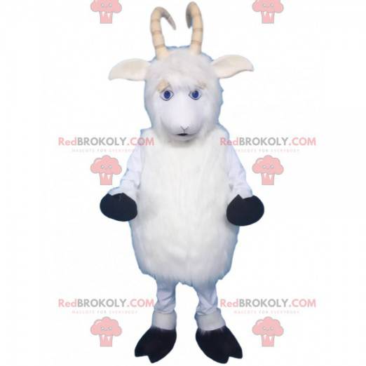 Mascotfår, ged, hvid vædder med horn - Redbrokoly.com