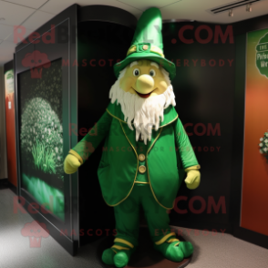 Forest Green Leprechaun Hat mascot costume character dressed with a Cover-up and Brooches