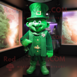Forest Green Leprechaun Hat mascot costume character dressed with a Cover-up and Brooches