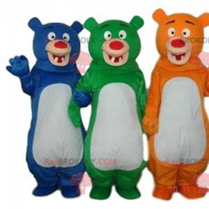 3 mascotas de osos de colores, 3 osos de peluche de diferentes
