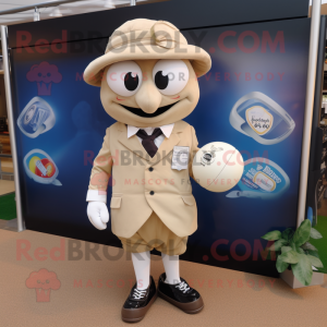 Beige Rugby Ball maskot...