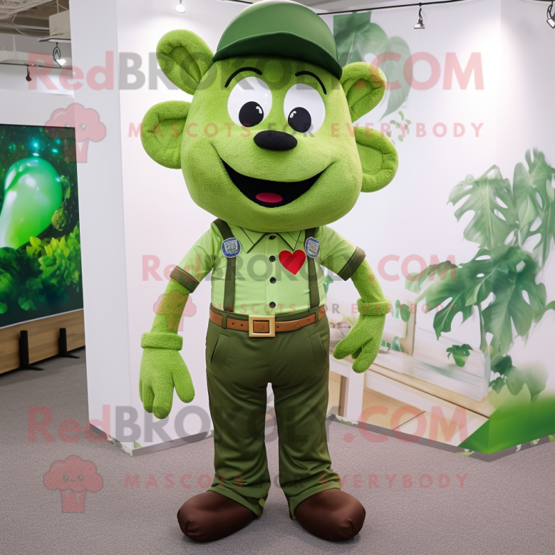 Forest Green Heart mascot costume character dressed with a Poplin Shirt and Suspenders Forest Green Heart mascot costume character dressed with a Poplin Shirt and Suspenders