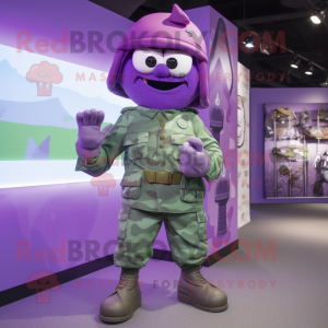 Purple Army Soldier maskot...