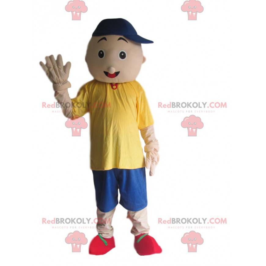 Mascotte de jeune garçon, costume d'enfant avec une casquette -