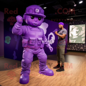Purple Army Soldier maskot...