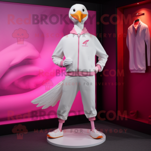 Pink Seagull maskot kostume...