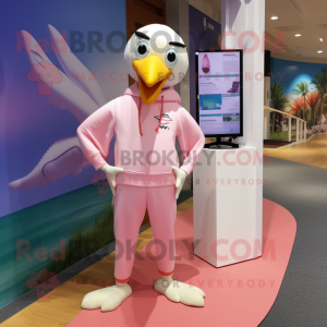 Pink Seagull maskot kostume...