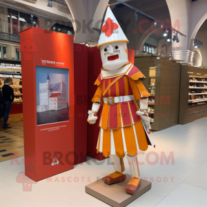 Cream Swiss Guard mascot costume character dressed with a Mini Skirt and Pocket squares