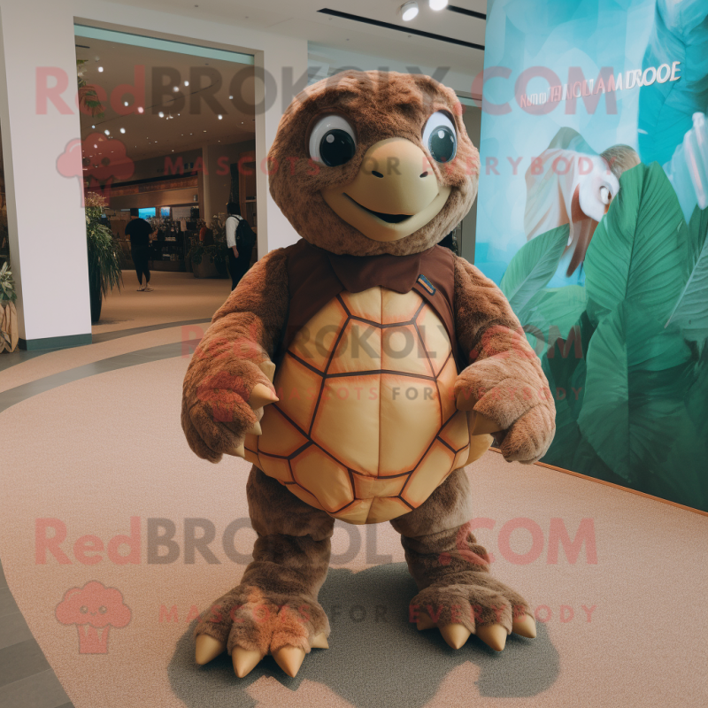 Brown Sea Turtle mascot costume character dressed with a Romper and Anklets