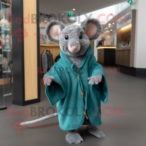 Teal Rat maskot drakt figur...