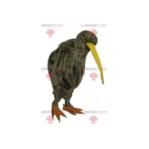 Mascote pássaro marrom maçarico-de-bico-comprido -