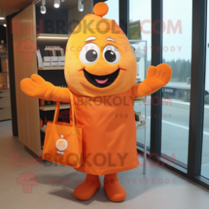 Orange Steak mascot costume character dressed with a Trousers and Tote bags