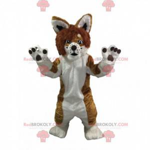 Dog mascot with white and brown fur - Redbrokoly.com