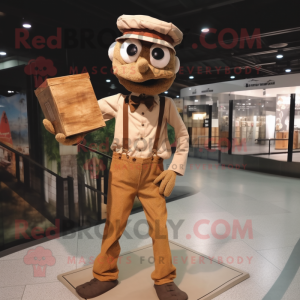 Brown Stilt Walker mascot costume character dressed with a Cargo Pants and Bow ties