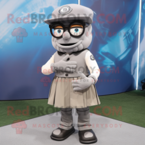 Gray American Football Helmet mascot costume character dressed with a Dress Pants and Eyeglasses