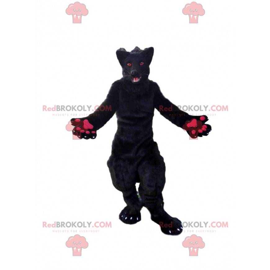 Sort og lyserød ulvemaskot, plys ulvehundedragt - Redbrokoly.com Sort og lyserød ulvemaskot, plys ulvehundedragt - Redbrokoly.com