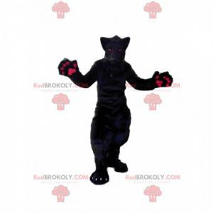 Mascotte de loup noir et rose, costume de chien-loup en peluche