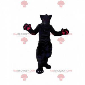 Mascotte lupo nero e rosa, costume da cane lupo peluche -