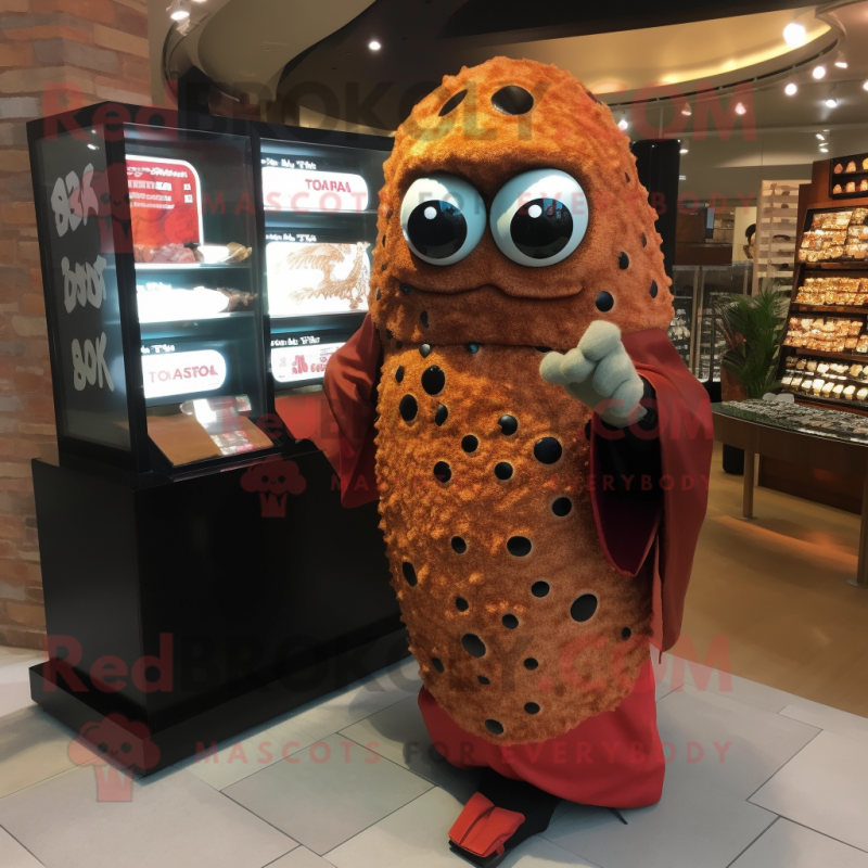Rust Sushi mascot costume character dressed with a Cover-up and Cufflinks Rust Sushi mascot costume character dressed with a Cover-up and Cufflinks
