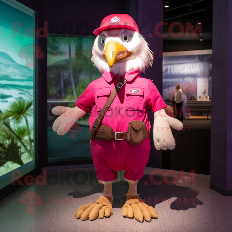 Magenta Albatross mascot costume character dressed with a Shorts and Belts