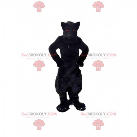 Black and pink wolf mascot, plush wolf dog costume -