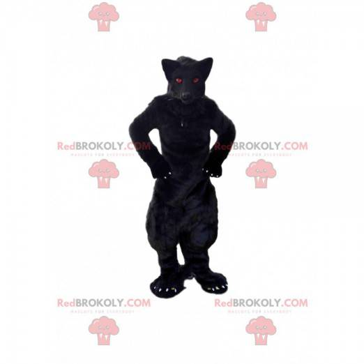 Mascote de lobo preto e rosa, fantasia de cachorro lobo de