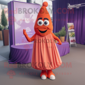 Lavender Currywurst mascot costume character dressed with a Ball Gown and Shoe laces