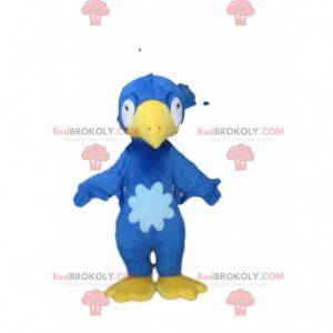 Mascotte uccello blu e giallo, costume da uccello peluche -