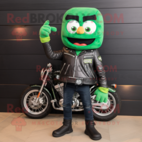 Forest Green Burgers mascot costume character dressed with a Biker Jacket and Scarf clips