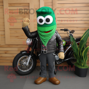 Forest Green Burgers mascot costume character dressed with a Biker Jacket and Scarf clips