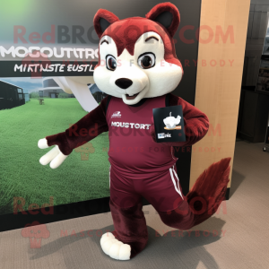 Maroon Marten mascot costume character dressed with a Running Shorts and Handbags