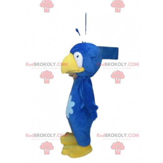 Blaues und gelbes Vogelmaskottchen, Plüschvogelkostüm -