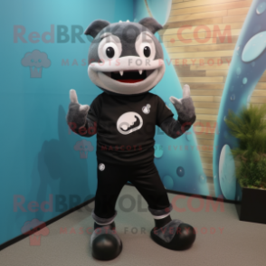Black Cod mascot costume character dressed with a Leggings and Bracelet watches