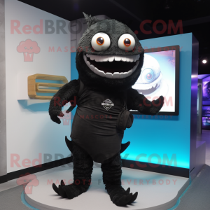 Black Cod mascot costume character dressed with a Leggings and Bracelet watches