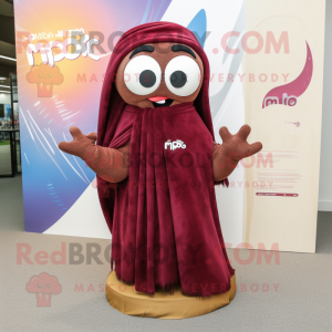 Maroon Pho mascot costume character dressed with a Maxi Dress and Shawls