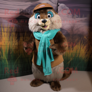 nan Beaver mascot costume character dressed with a Capri Pants and Scarves