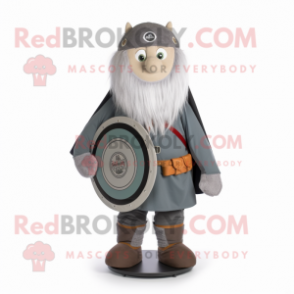 Gray Celtic Shield mascot costume character dressed with a Corduroy Pants and Belts